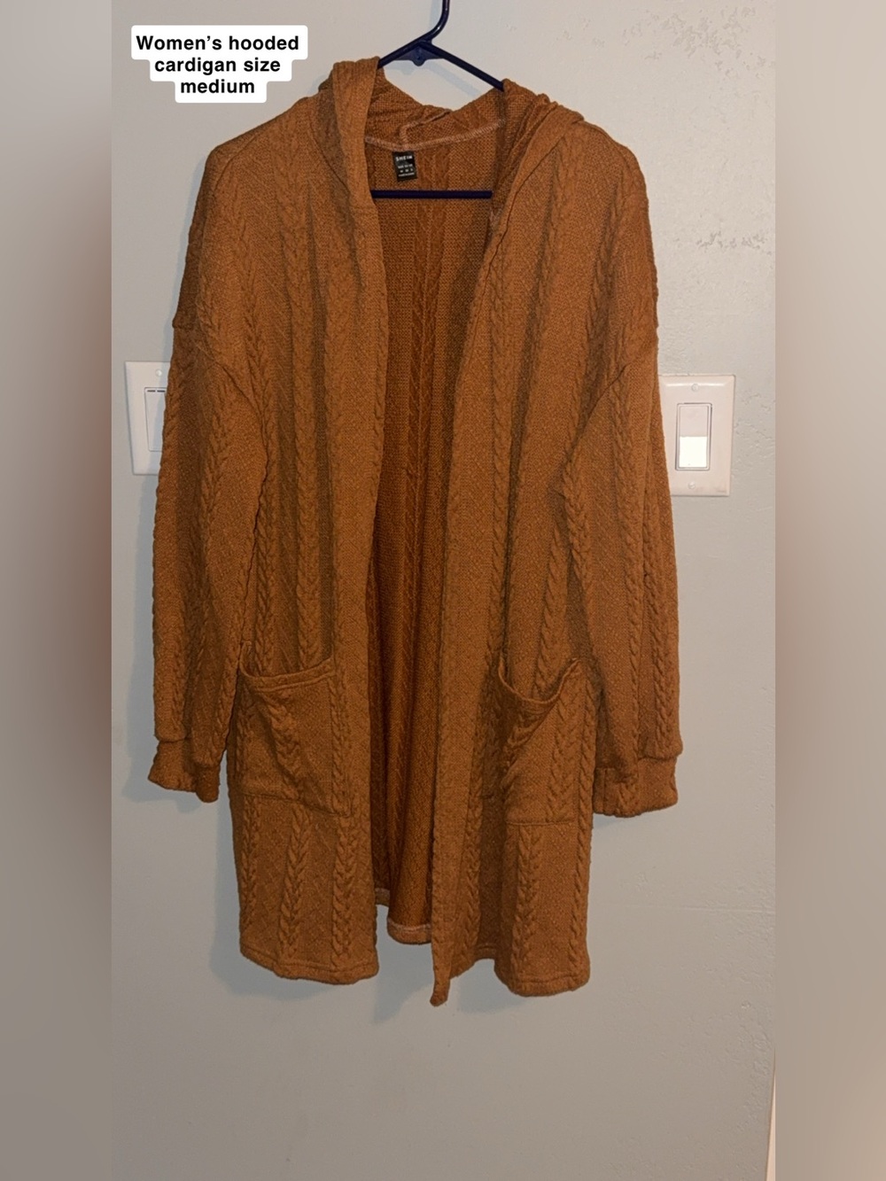 Cozy Cable-Knit Open Cardigan Sweater - Rust